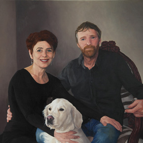 Portret van Henny, Johan en Kim door portretschilder Daniël van Kreuningen